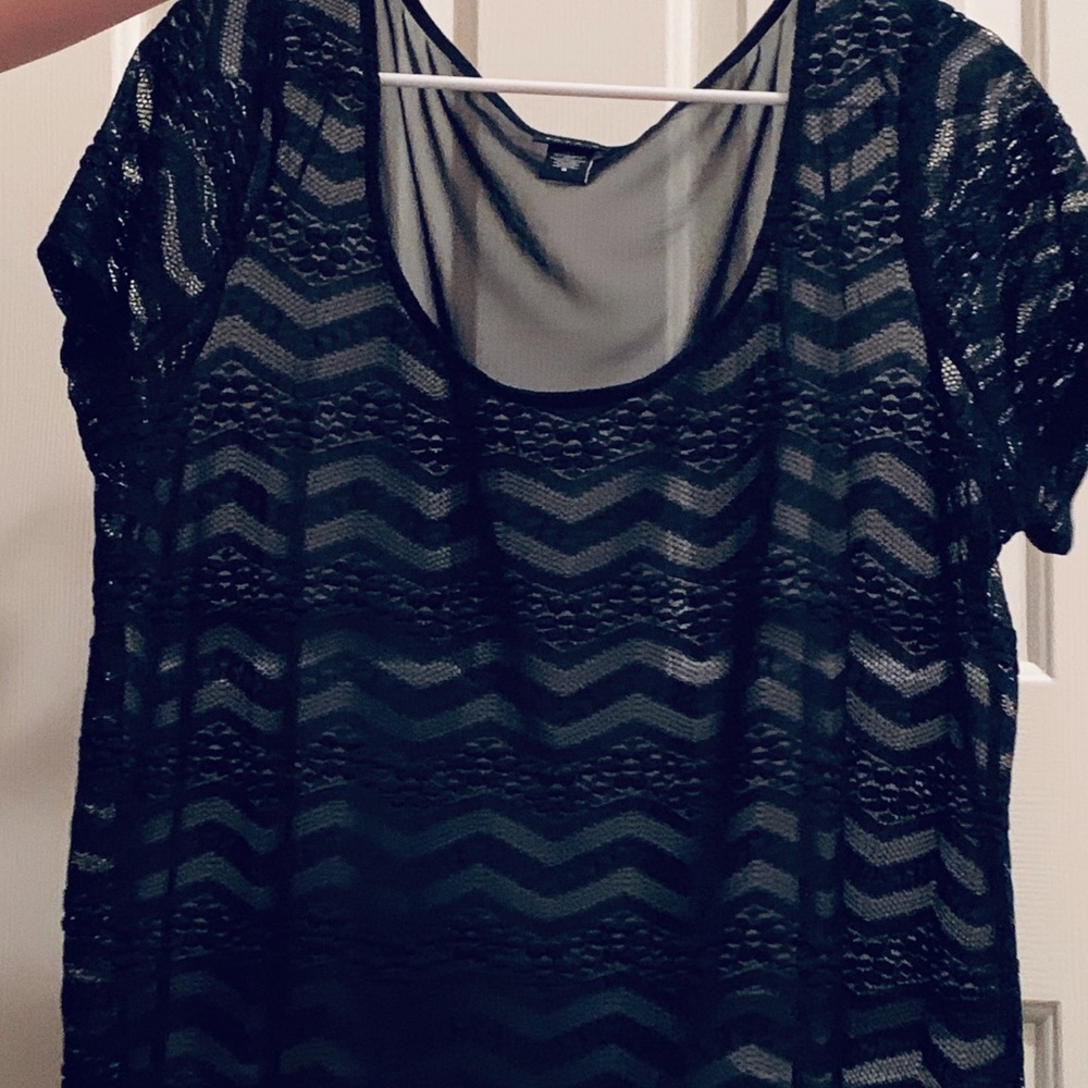 Sheer stripped black top